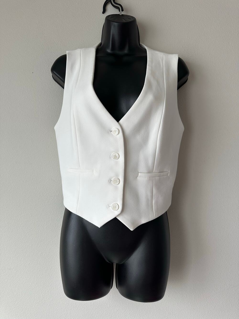 House of Harlow White Tailored Vest Sleeveless Blazer 90s Minimalist Size L